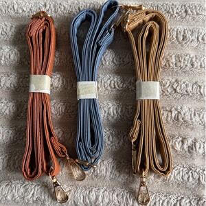 3pc Adjustable Vegan Leather Crossbody Purse Straps Gold Hardware Blue Tan Rust